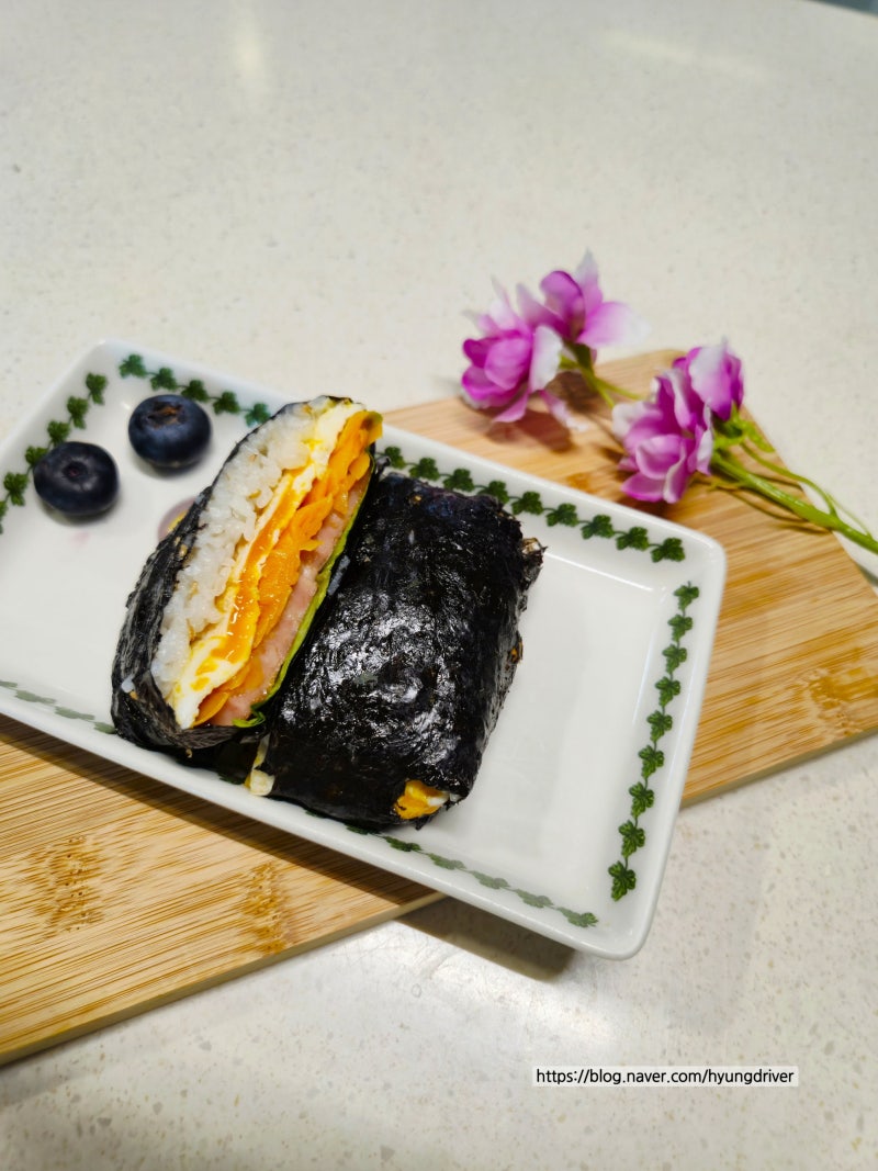 사각 스팸김밥 만들기 접어먹는 계란 햄 샌드위치 김밥