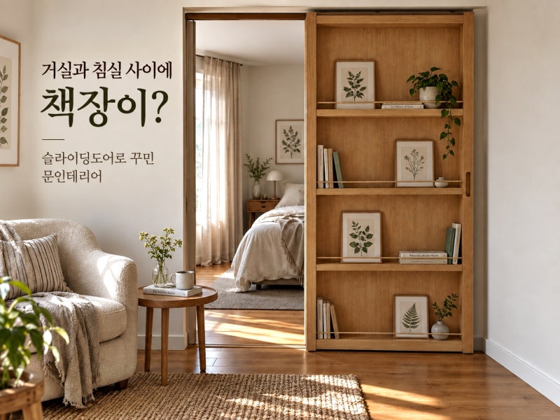 거실과 침실 사이에 책장이? 슬라이딩도어로 꾸민 문인테리어