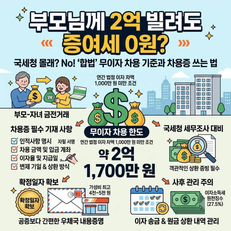 부모 자식 차용증 "무이자로 빌려도 진짜 세금 0원일까?" 법정 이자율 4.6%와 작성 기준
