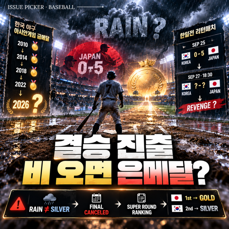 한국 야구 결승 진출, 다시 일본 만난다｜그런데 내일 비 오면 경기 없이 은메달이라고?