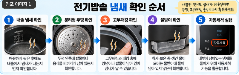 전기밥솥 냄새 안 빠질 때, 내솥보다 뚜껑·고무패킹부터 확인하세요
