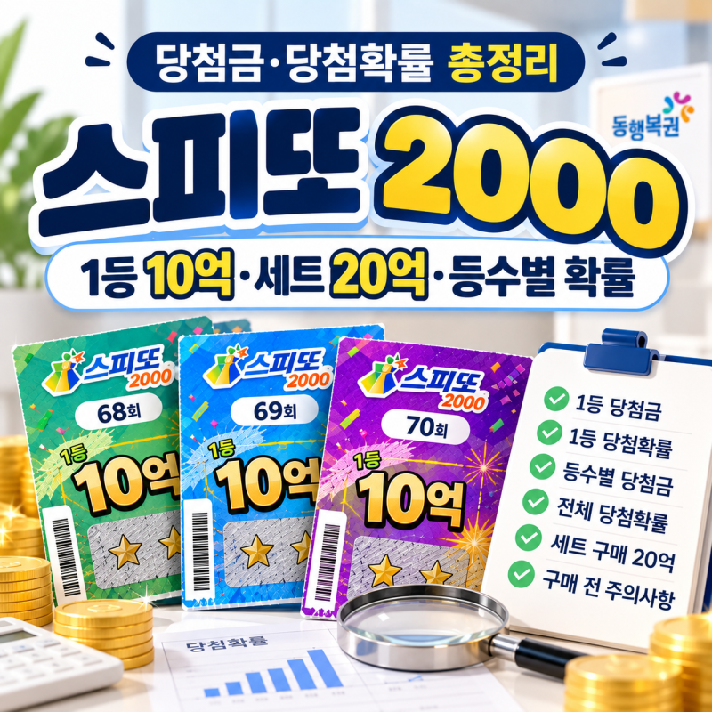 스피또2000 당첨확률｜1등 10억·세트 20억, 등수별 당첨금 총정리