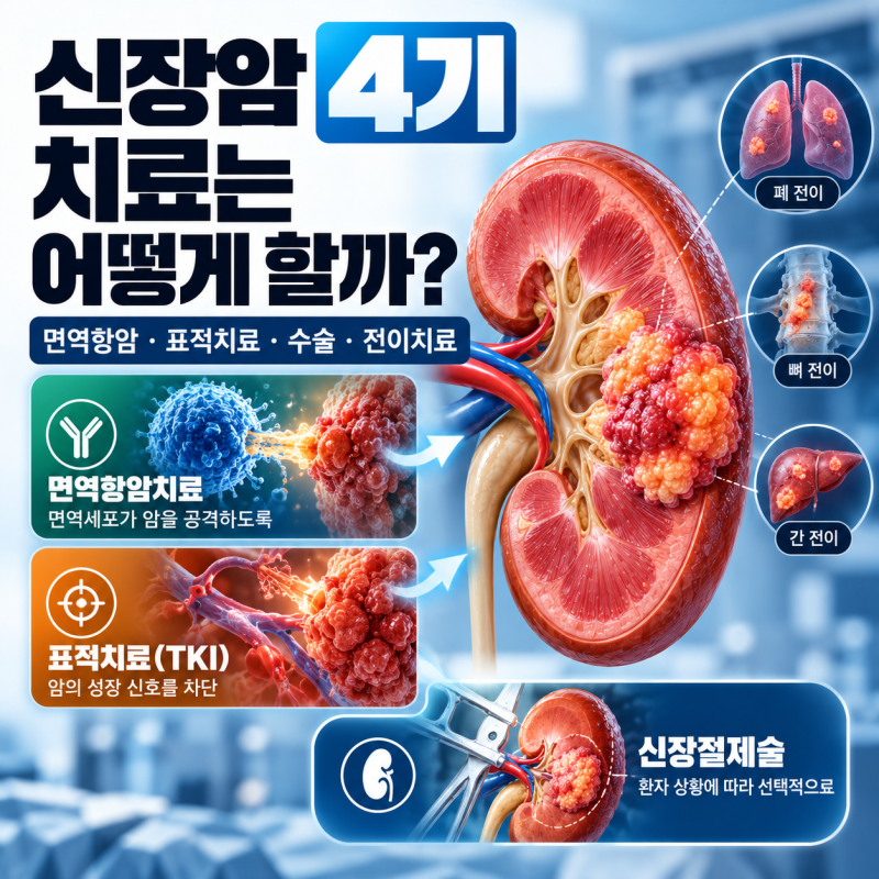 신장암 4기 치료는 어떻게 할까? 면역항암·표적치료·수술·벨주티판과 전이 치료 기준