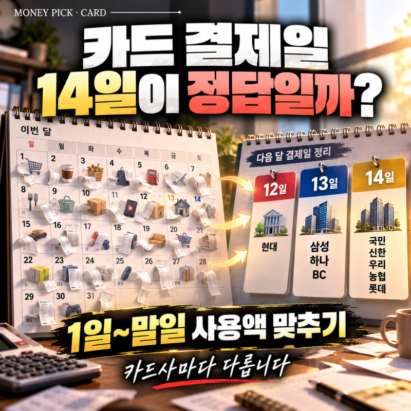 신용카드 결제일 14일이 정답일까?｜카드사별 ‘1일~말일’ 사용금액 결제일 총정리