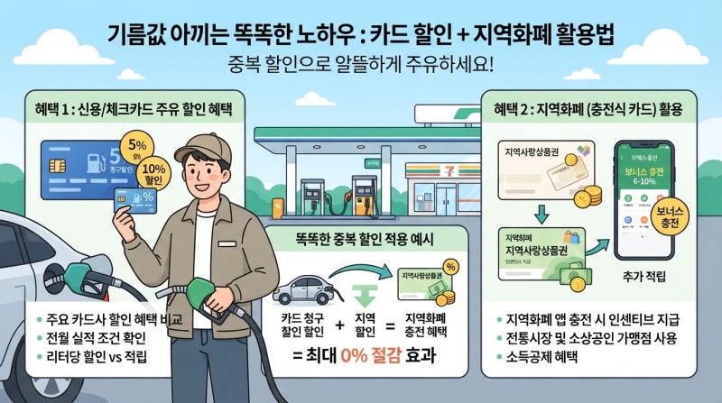 주유 할인 카드 혜택 중복 적용 및 지역화폐 활용 주유비 절감 실전 노하우