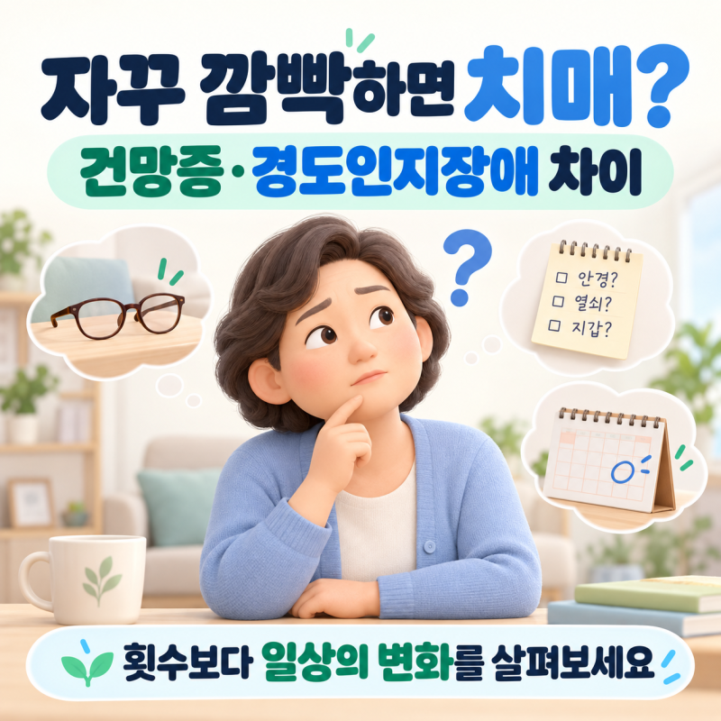 자꾸 깜빡하면 치매 초기증상일까?건망증·경도인지장애와의 차이