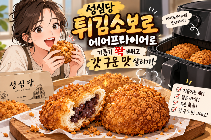 성심당 튀김소보로 에어프라이어 갓 구운 맛으로 기름 빼기