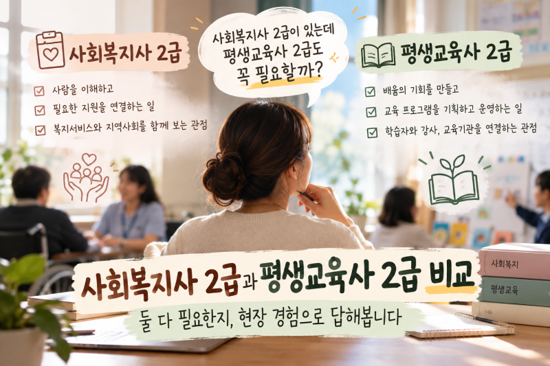 사회복지사 2급과 평생교육사 2급 비교｜둘 다 필요한지 현장 경험으로 답해봅니다