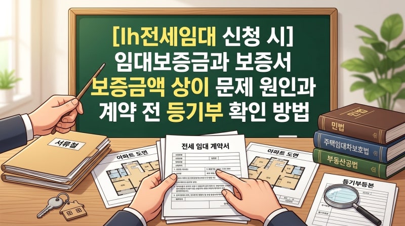 lh전세임대 신청 시 임대보증금과 보증서 보증금액 상이 문제 원인과 계약 전 등기부 확인 방....