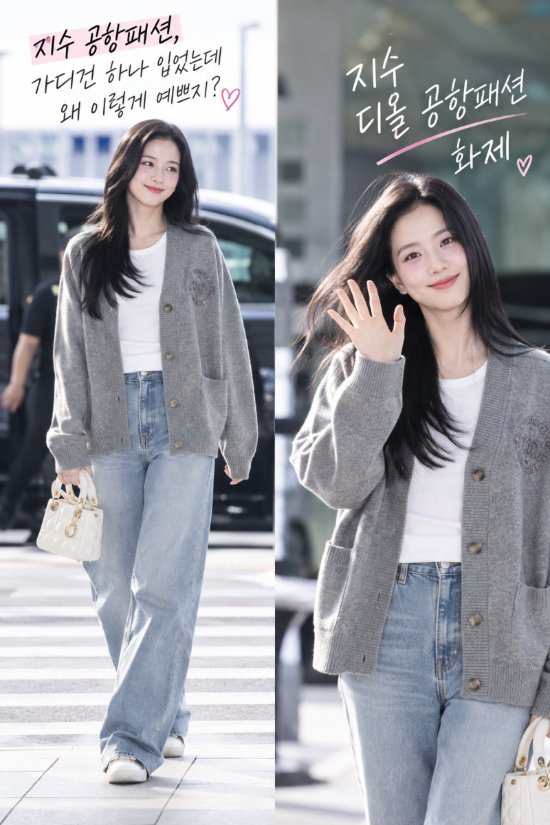 지수 디올 공항패션 난리 난 이유, 가디건 가격 보고 두 번 놀랐다