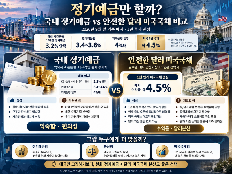 정기예금만 할까? 국내 예금과 달러 미국국채를 비교해봤습니다