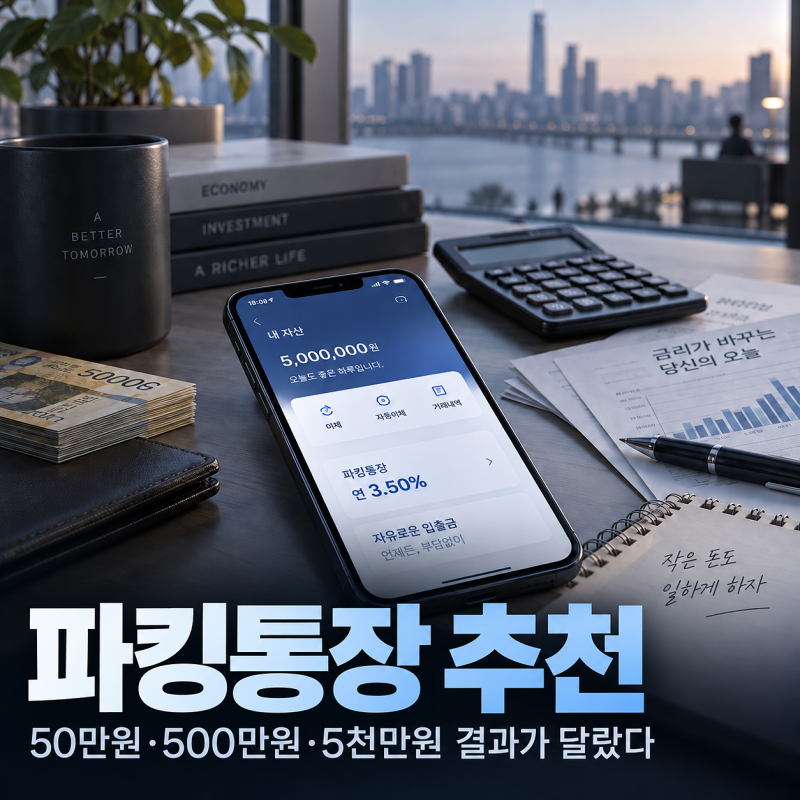 파킹통장 추천, 50만원·500만원·5천만원 금리비교해보니 달랐다