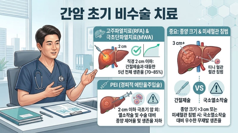 간암 비수술치료 고주파 열치료술, 극초음파 절제술, 경피적 에탄올주입술과 간절제 수술 치....