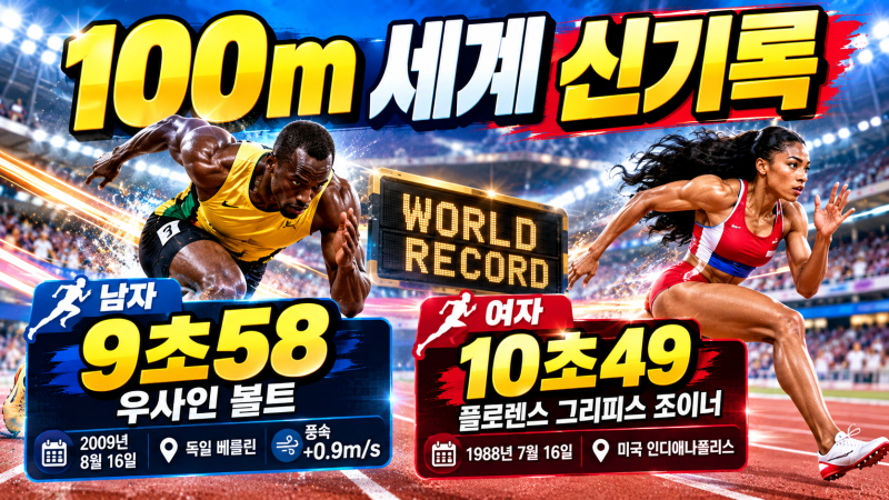 100미터 세계 신기록은 몇 초?｜우사인 볼트 9초58·여자 10초49, 아직도 깨지지 않는 기록