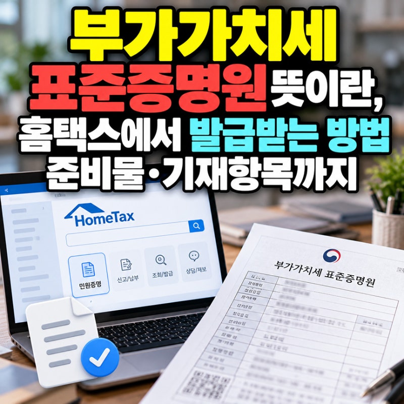 부가가치세 표준증명원뜻이란, 홈택스에서 발급받는 방법부터 준비물·기재항목까지