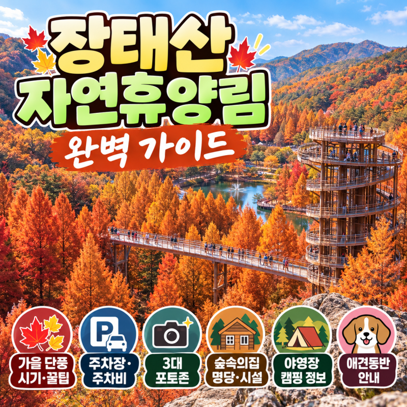 [정보/여행] 장태산 자연휴양림 완벽 가이드 ㅣ 가을 단풍 시기·숲속의집 명당·전자레인지·....