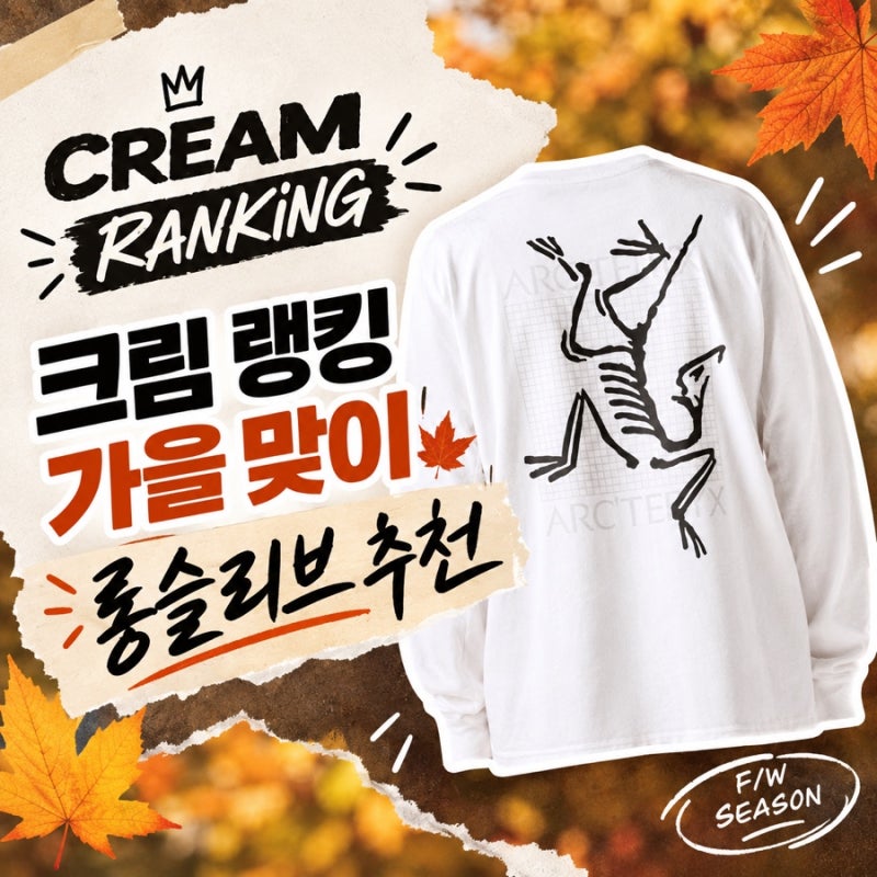 가을 맞이 크림 랭킹 롱슬리브 브랜드 종류 추천 스투시/베이프/아크테릭스