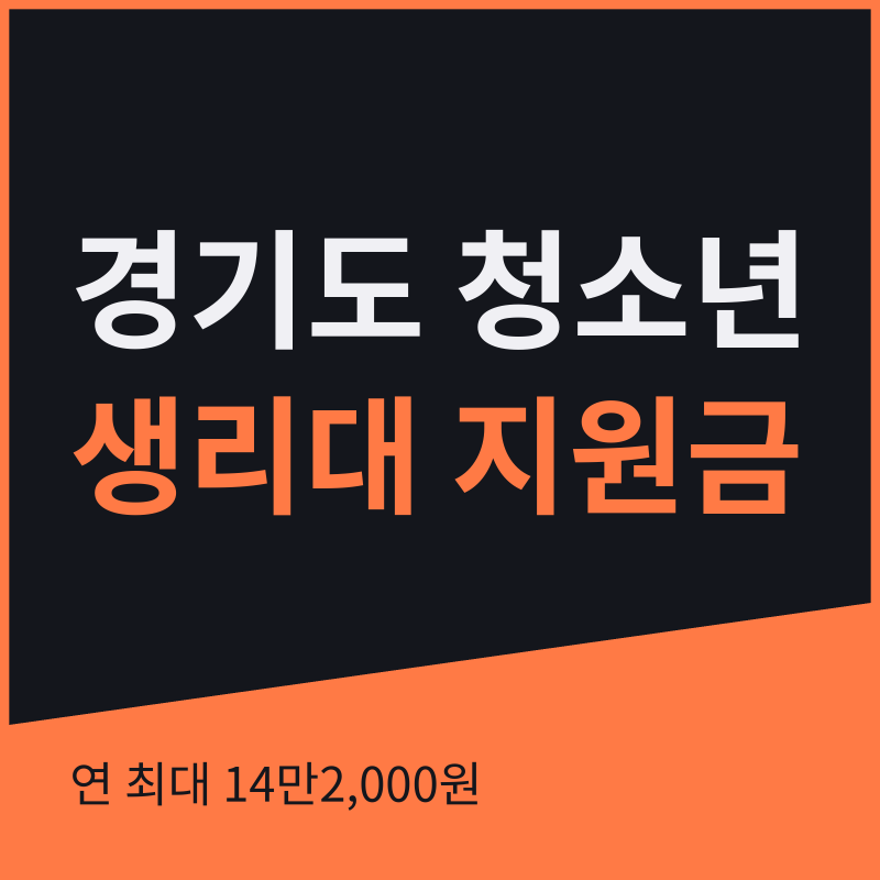 경기도 청소년 생리대 지원금, 연 최대 14만2천원 대상과 신청 방법