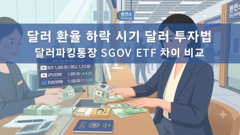 원달러 환율 하락 시기 달러 투자 방법, 달러예금 금리 비교, 미국 초단기 국채 SGOV ETF 매수, ....