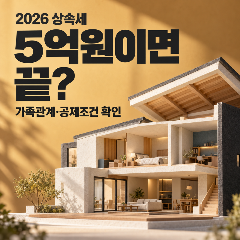 상속세 면제한도 2026｜배우자·자녀 있으면 얼마까지 공제될까? 5억·배우자공제 계산