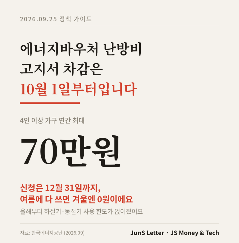 에너지바우처 신청방법, 10월 1일부터 난방비 차감 시작합니다 (4인가구 70만 1300원·12월 31일 ....