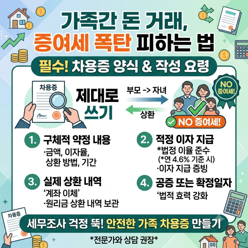 가족간 차용증 양식, 증여세 안 나오게 쓰는 법