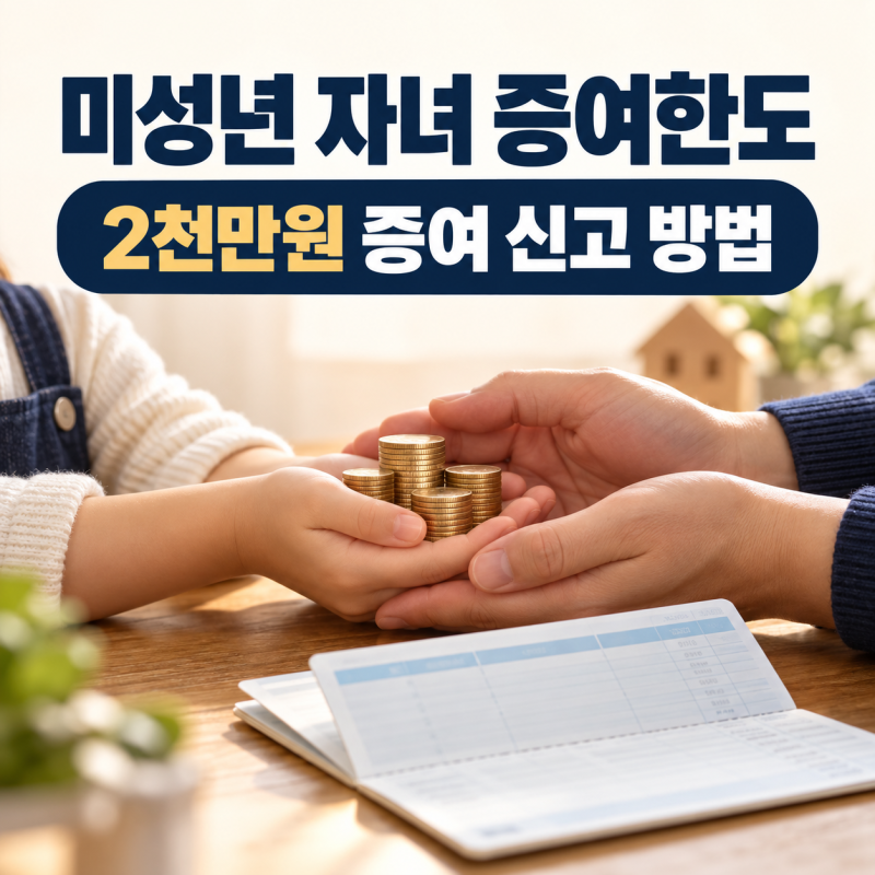 미성년 자녀 증여한도 얼마까지? 2천만원 증여 신고 방법 총정리
