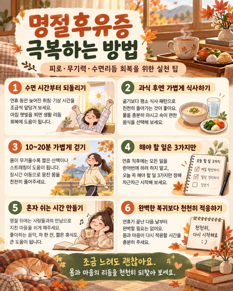 명절 연휴 후유증 극복하는 법｜피로·무기력·수면 리듬 되찾고 일상 복귀하기