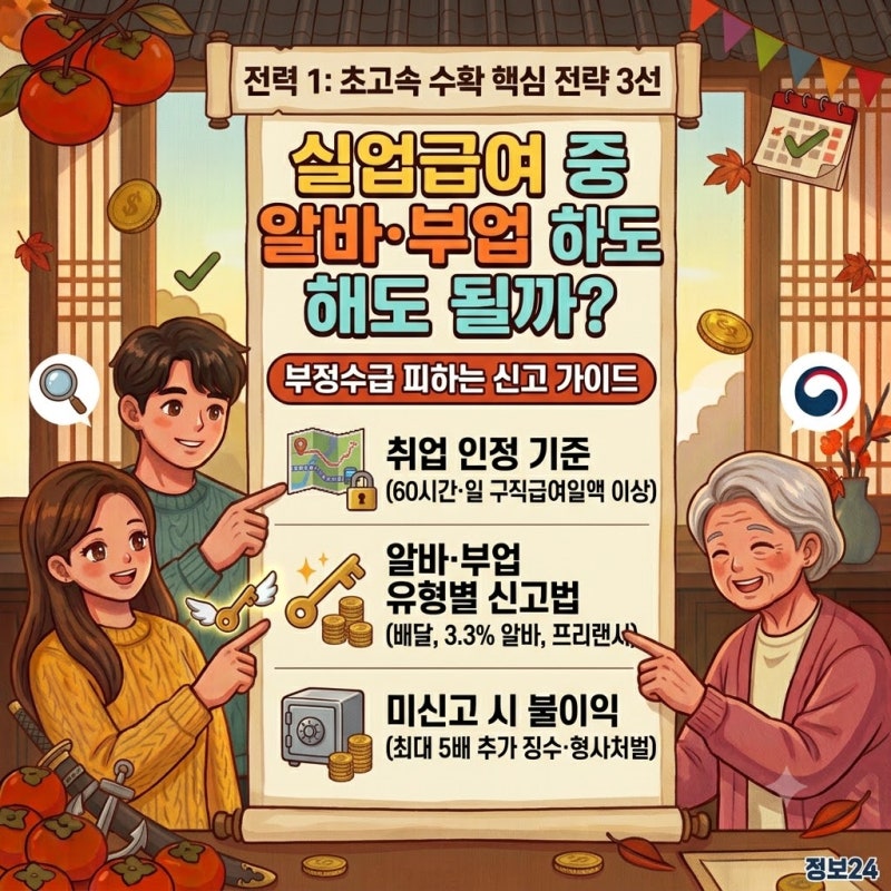 실업급여 받으면서 배달, 알바 해도 될까? 부정수급 피하는 신고 기준 총정리