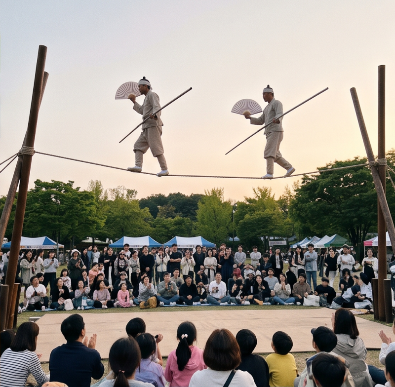 안성 바우덕이축제 무료입장 : 6살도 빠져든 줄타기
