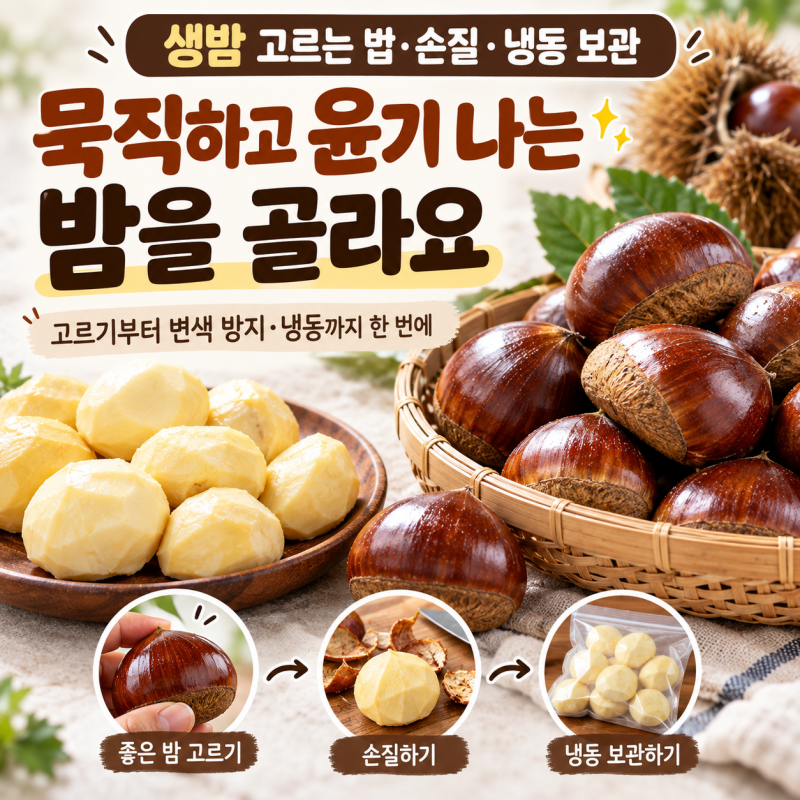 생밤 고르는 법·손질법·냉동 보관｜좋은 밤 고르기부터 변색 방지까지