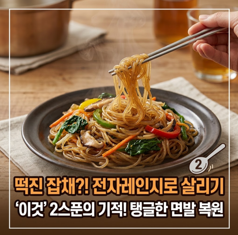 남은 잡채 데우기 기름보다 '이것' 2스푼이 면발 살리는 핵심입니다