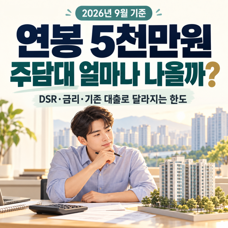 1편 연봉 5천만원이면 주택담보대출 얼마까지 가능할까?｜2026년 9월 기준
