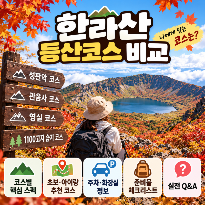 [정보/여행] 한라산 등산코스 비교 : 성판악 코스, 관음사 코스, 영실 코스, 1100고지 습지 코스....