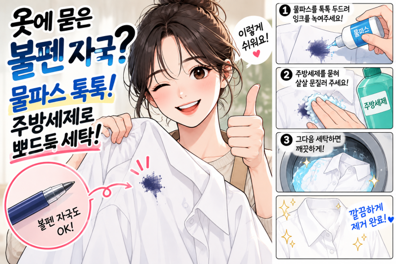 옷에 묻은 볼펜 자국 물파스 하나로 끝! 주방세제 결합 완벽 세탁법