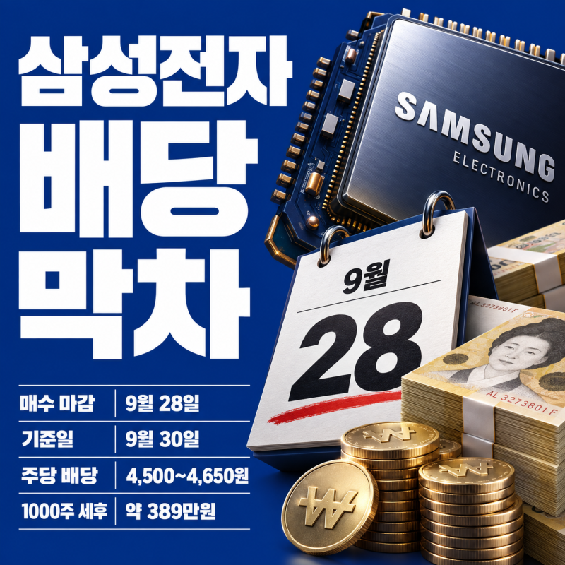삼성전자 배당 30조 막차는 9월 28일, 1000주면 세전 약 460만원