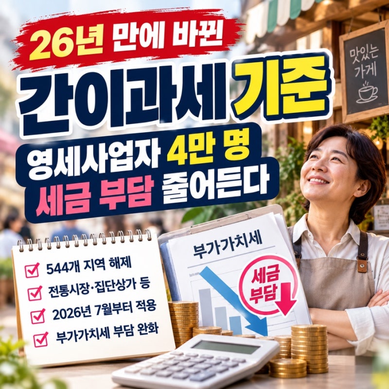 26년 만에 바뀐 간이과세 기준｜영세사업자 4만 명 세금 부담 줄어든다