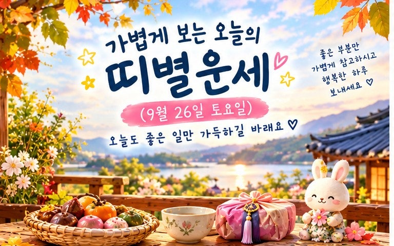 가볍게 보는 오늘의 띠별운세 (9월 26일 토요일)