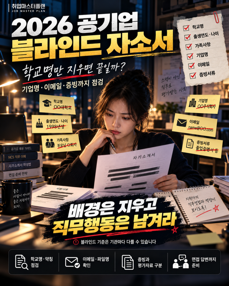 2026 공기업 블라인드 자소서 작성법: 학교명·나이·기업명 위반 기준