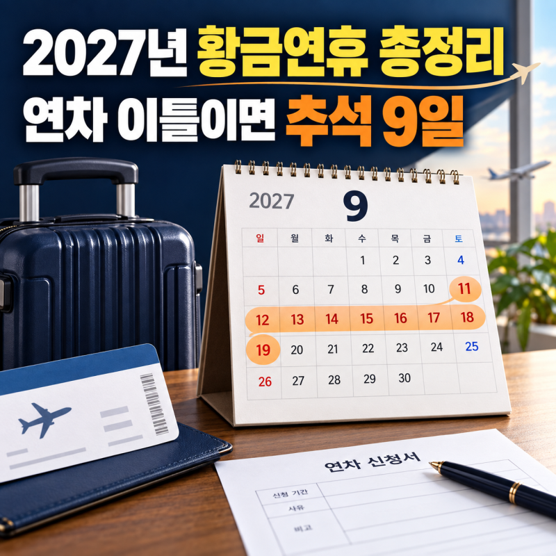 2027년 공휴일 총정리…연차 이틀이면 추석 9일, 3일 이상 연휴 10번