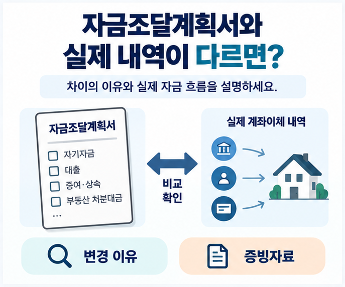 자금조달계획서와 실제 내역이 다르면? 변경 이유와 소명자료