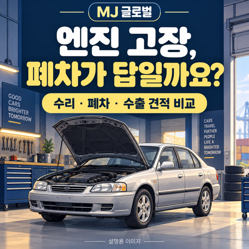 엔진 고장 차량, 폐차가 답일까요? 수리비와 중고차 수출 견적 비교