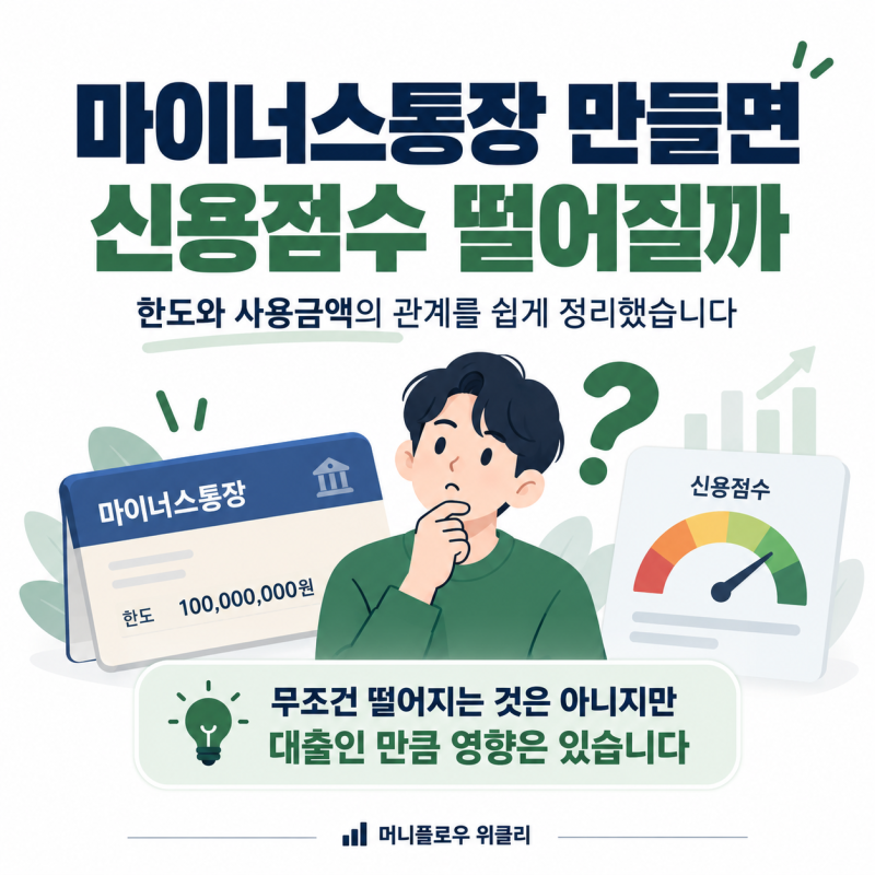 마이너스통장 만들면 신용점수 떨어질까 한도와 사용금액 관계