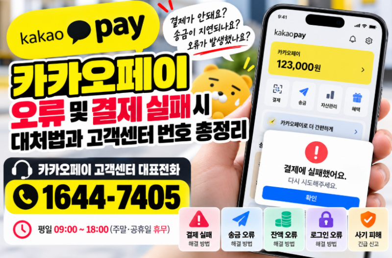 카카오페이 오류 및 결제 실패 시 대처법과 고객센터 대표전화 번호 총정리