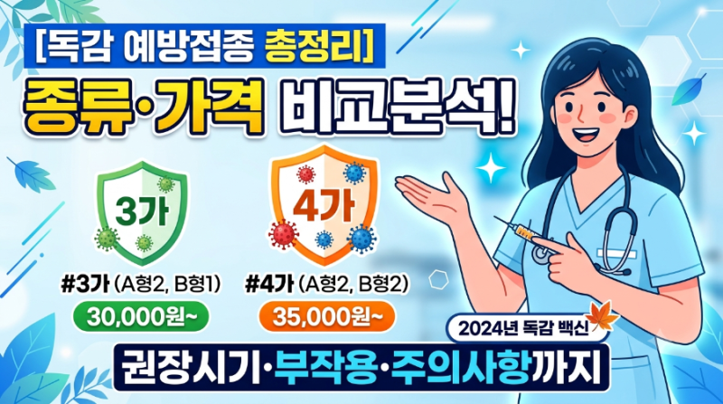 [독감 예방접종 총정리] 3가 vs 4가 차이, 국산·수입 백신 가격 비교부터 주의사항까지!