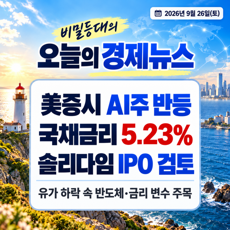 오늘의 경제뉴스｜美증시 AI주 반등·국채금리 5.23%…SK하이닉스 솔리다임 IPO 검토(9/26(토))