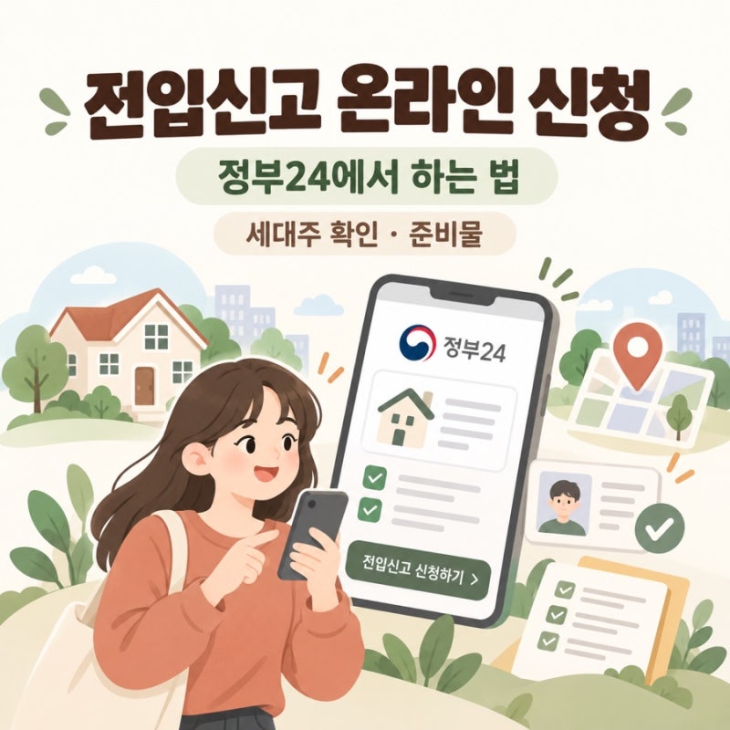 전입신고 온라인 신청 방법｜정부24에서 하는 법·세대주 확인·준비물