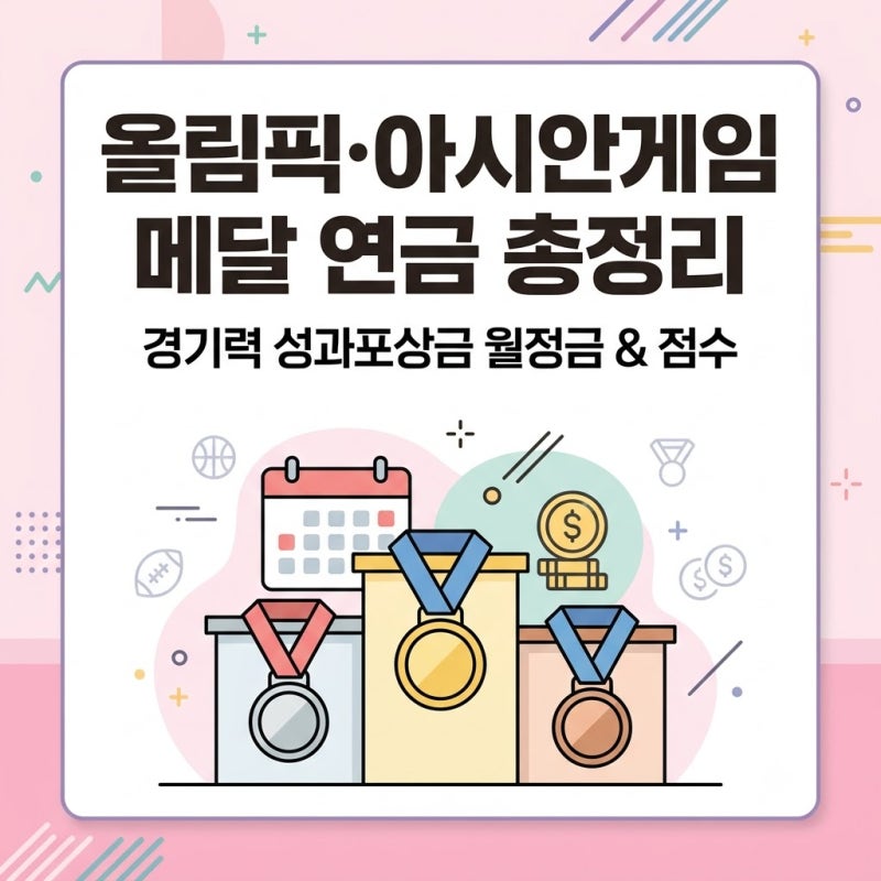 올림픽 아시안게임 메달 연금 총정리, 금은동 평가점수와 월정금 한눈에 보기