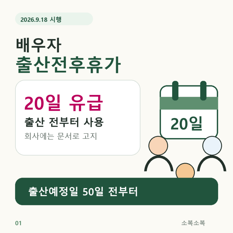 배우자 출산전후휴가 신청방법｜20일 유급, 출산예정일 50일 전부터