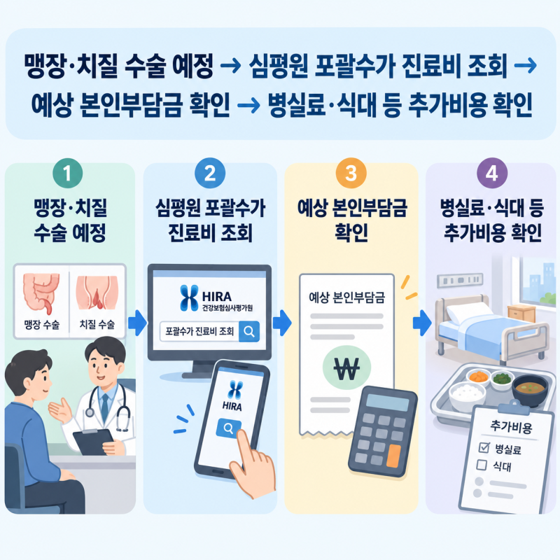맹장·치질 수술비 미리 확인하는 법｜포괄수가제 조회·추가비용